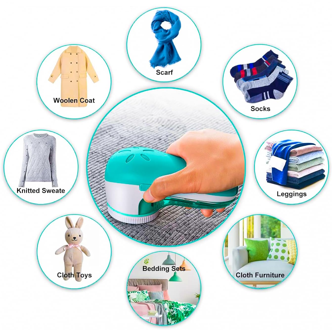 VRPRIME Lint Remover for Clothes | Electric Fabric Lint Shaver for Sweater, Woolen Clothes and Blankets (6 Blades, 9000 RPM Motor)