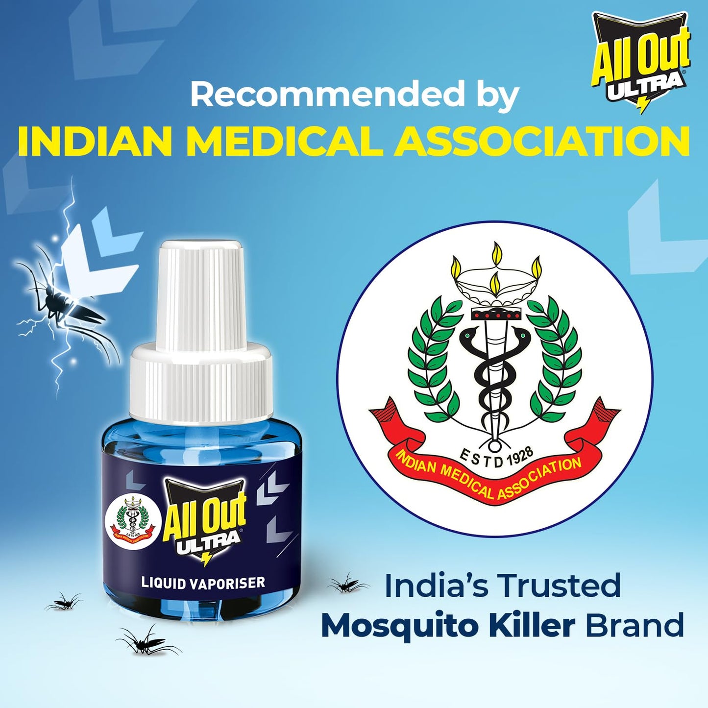 All Out Ultra Liquid Vaporizer, 6 Refills (45ml each) | Kills Dengue, Malaria & Chikungunya Spreading Mosquitoes| India's Only Mosquito Killer Brand Recommended by Indian Medical Association