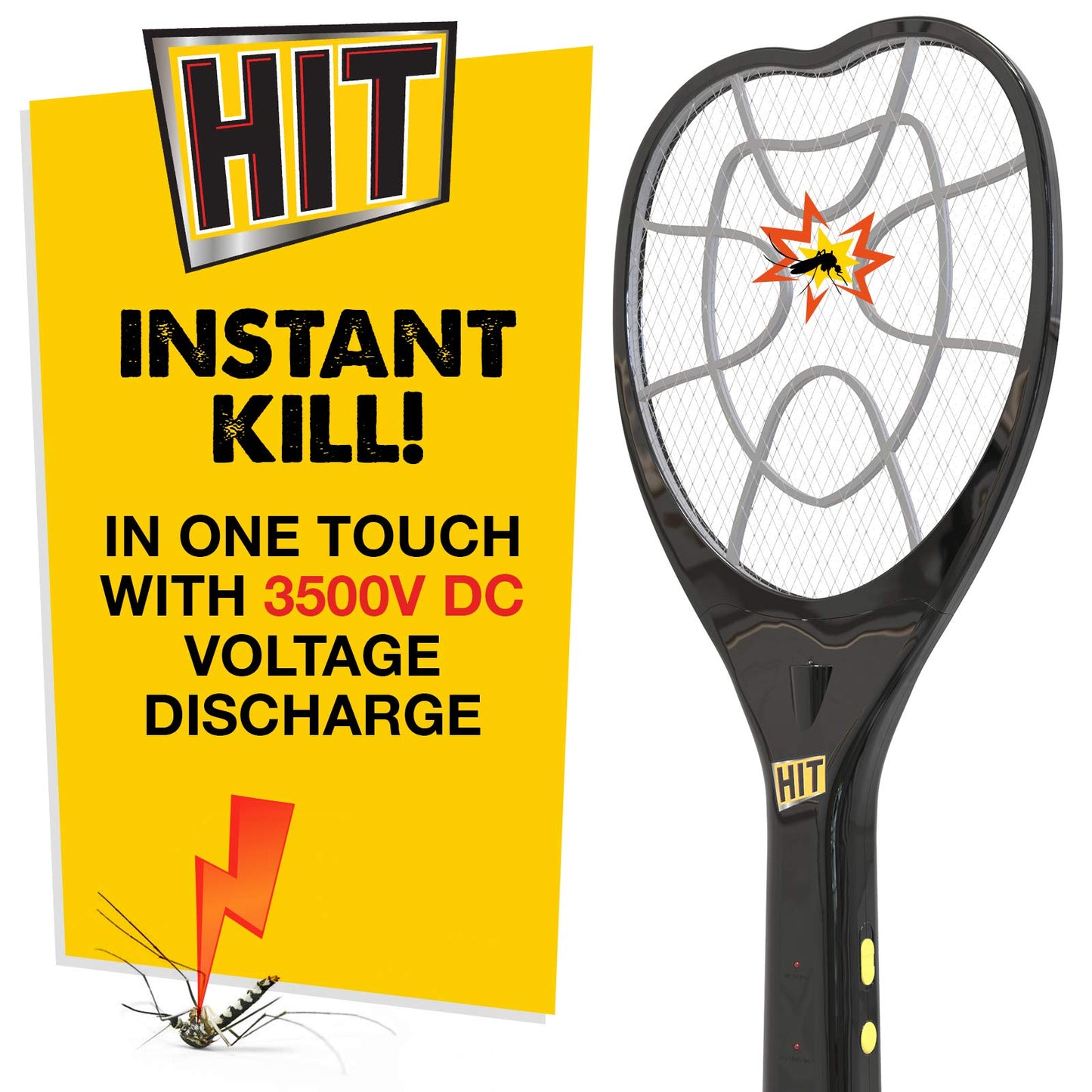 Hit Anti Mosquito Racquet (Black) & Mosquito and Fly Killer Spray Lime Fresh Fragrance 400 Milliliter