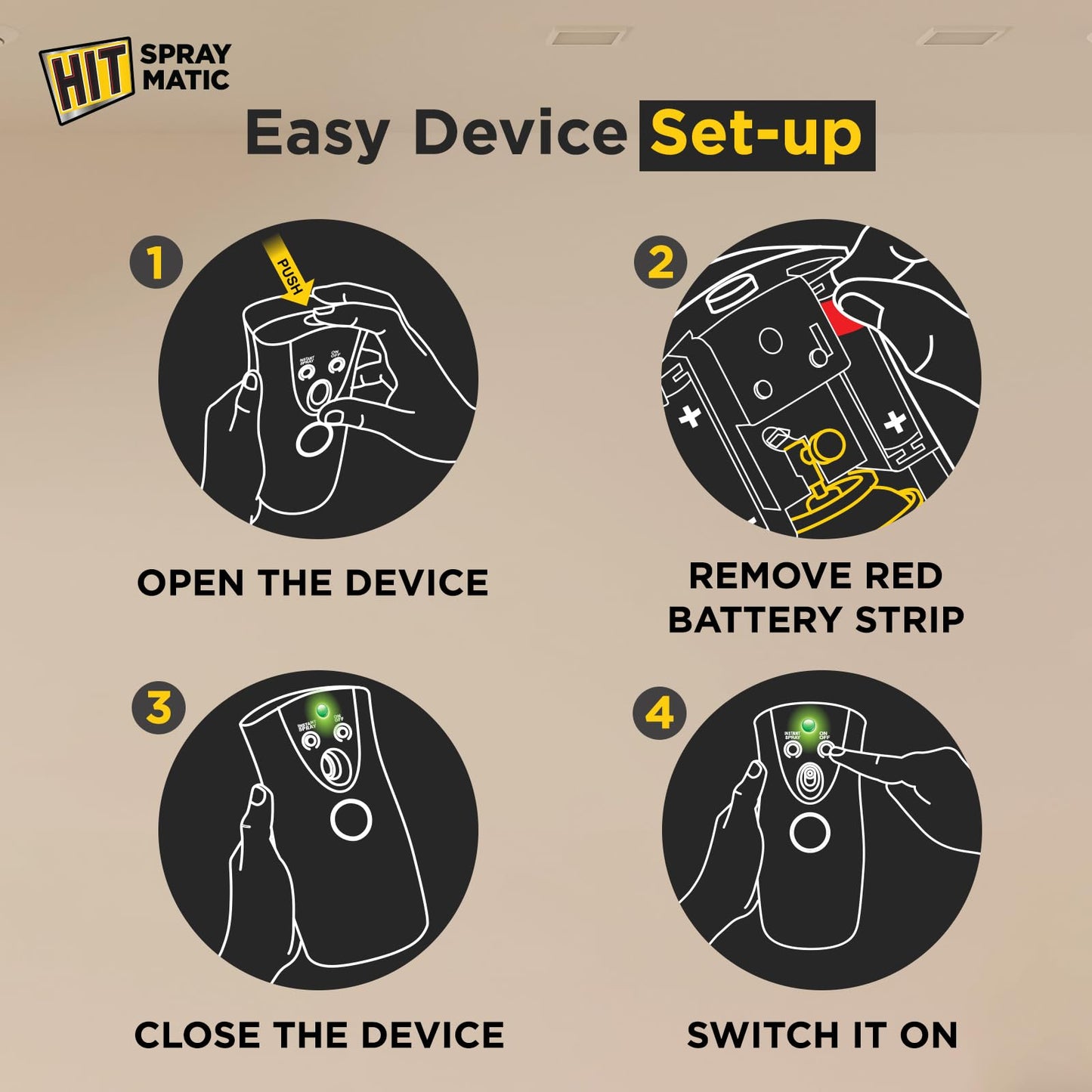 HIT Spray Matic Mosquito Repellent Dispenser Machine + 1 Refill | Automatic Spraying Every 2 hours for Total 6 hours | 12hrs Mosquito Protection | Refill Lasts Up to 2 Months