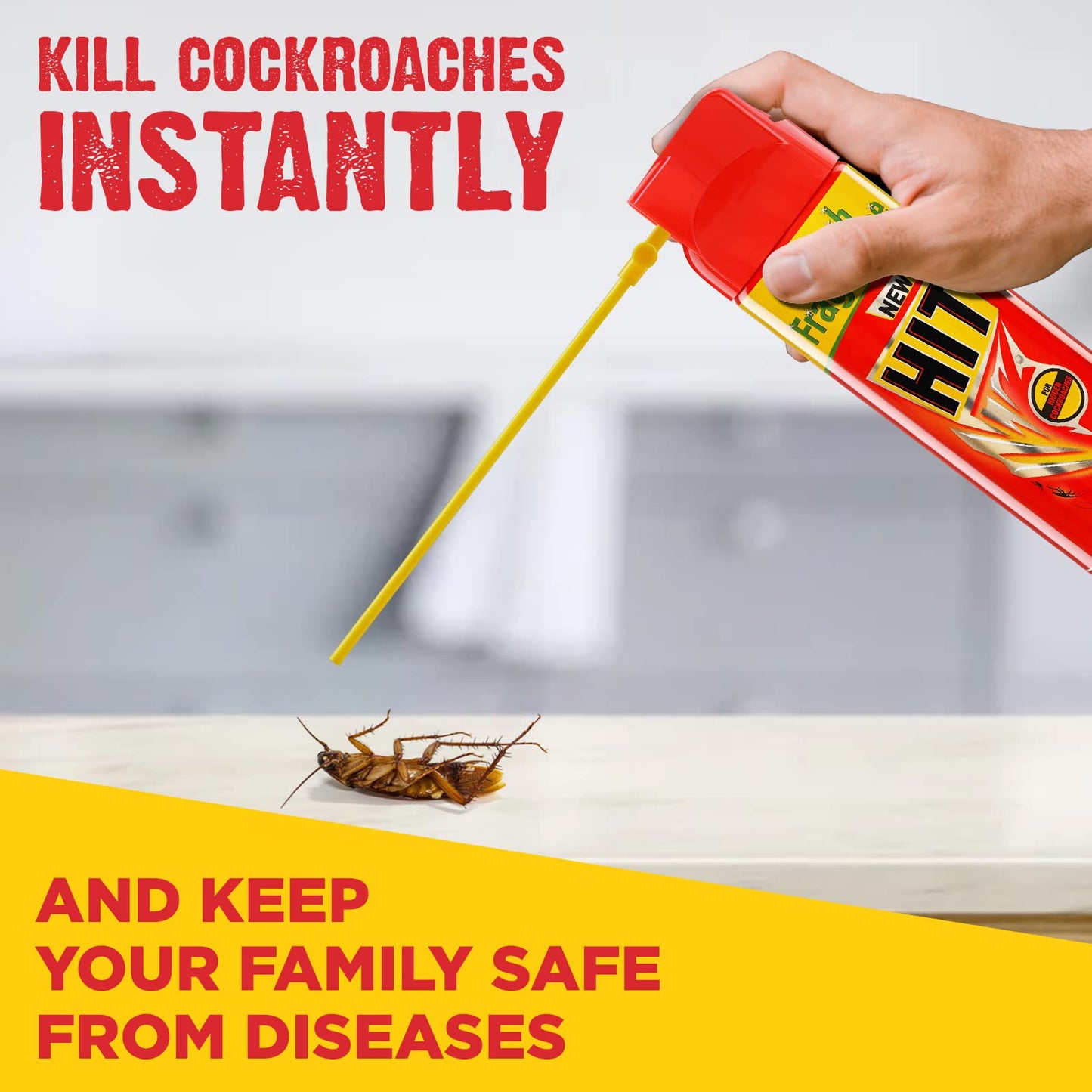 HIT Crawling Insect Killer Cockroach Killer Spray | Instant Kill | Deep-Reach Nozzle | Fresh Fragrance, 700ml