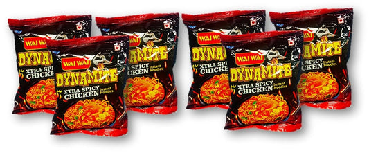 Wai Wai Dynamite Xtra Spicy Chicken Instant Noodles 100g (Pack of 6) Kten