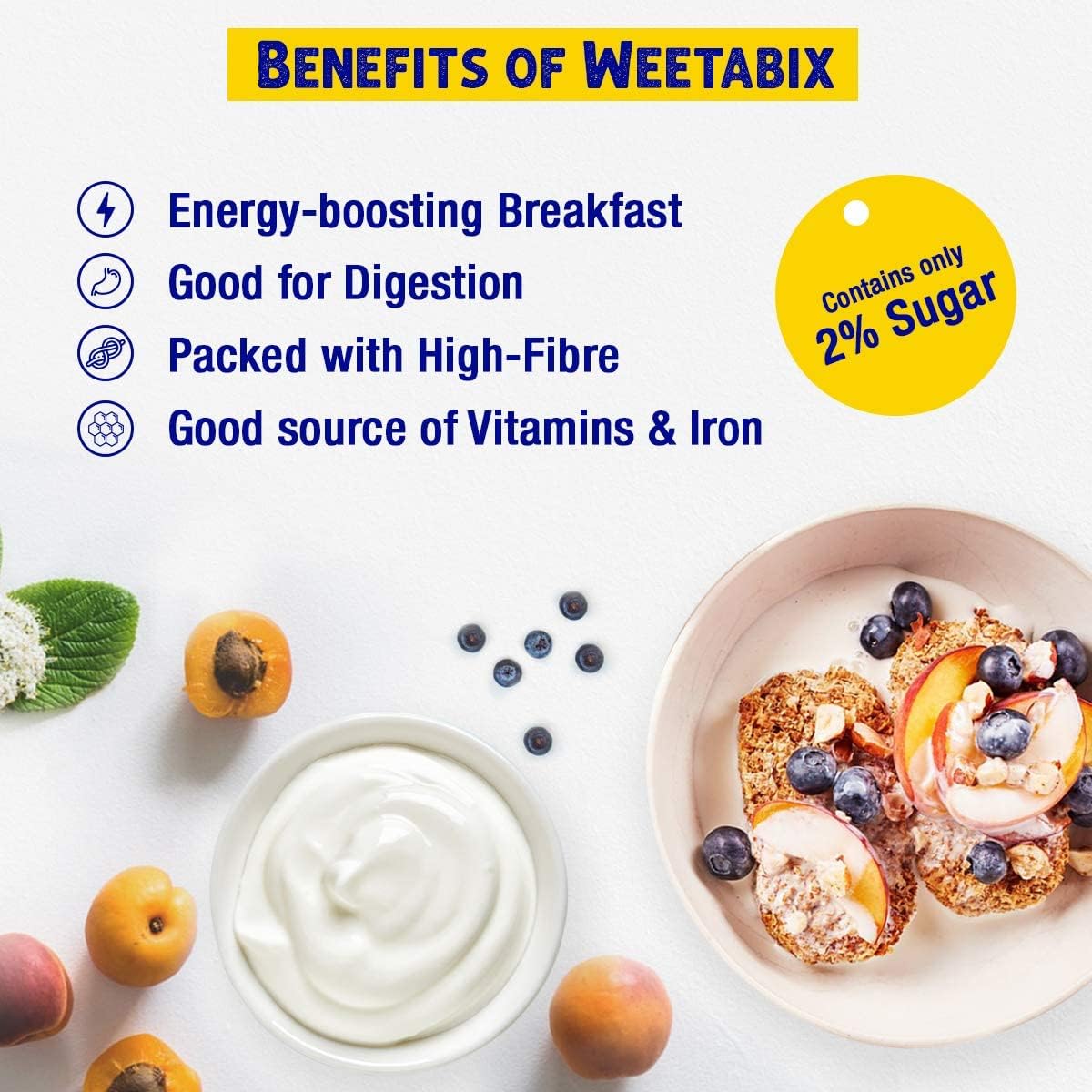 Weetabix Breakfast Cereals Original Made With Whole Grain Breakfast Milk Yogurt Low In Sugar - 225gm