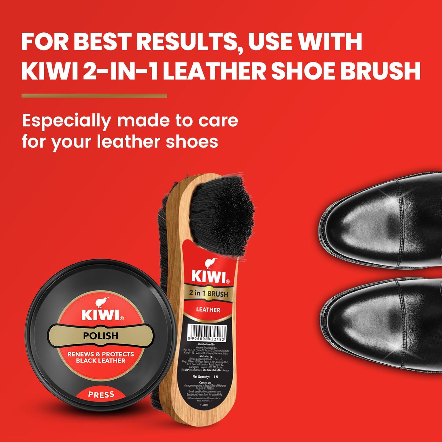 4x Kiwi Wax Shoe Polish | Renews and Protects Leather | For Black Leather (40 gm)  each - Pack of 4