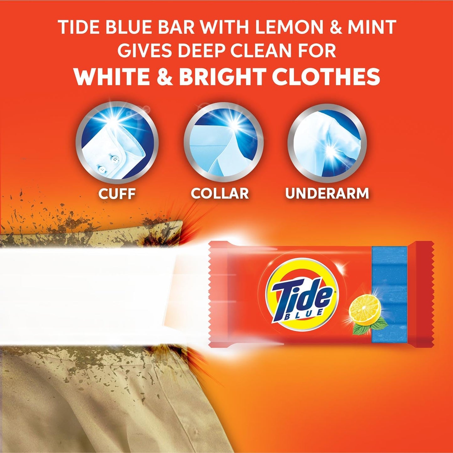 Tide Blue Detergent Bar Soap, Super Value Pack of 8 Bars, Removes Tough Stains, 1.6 kg