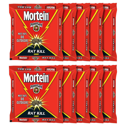 Mortein 100 G (Pack of 10) Powergard Rat Kill Cake| Kills Rats Outdoors in One Feed | Effective Against All Types of Rats