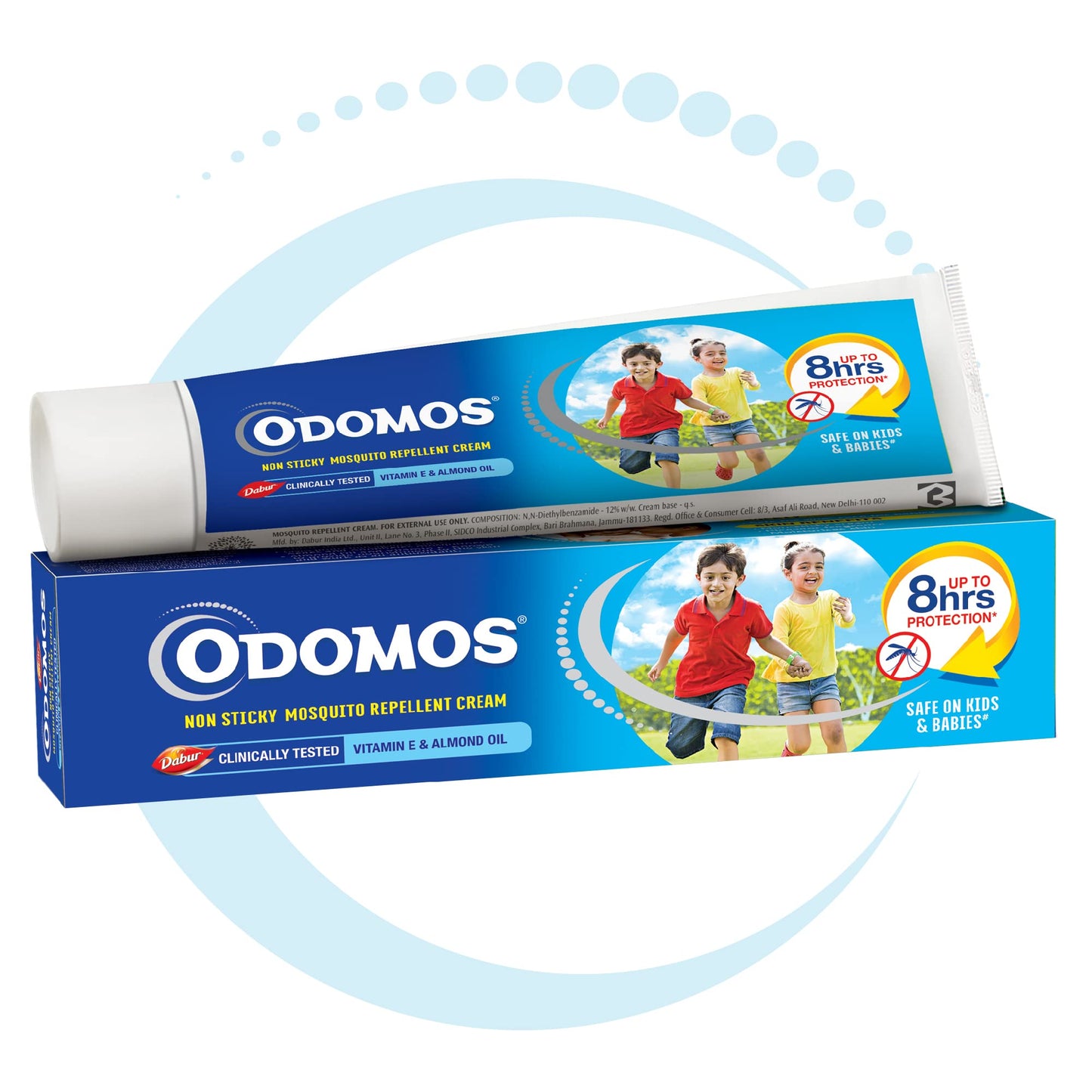 10x Odomos Non-Sticky Mosquito Repellent Cream With Vitamin E & Almond - 100 Gm each - Pack of 10
