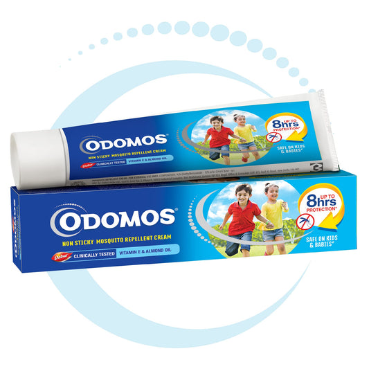 10x Odomos Non-Sticky Mosquito Repellent Cream With Vitamin E & Almond - 100 Gm each - Pack of 10