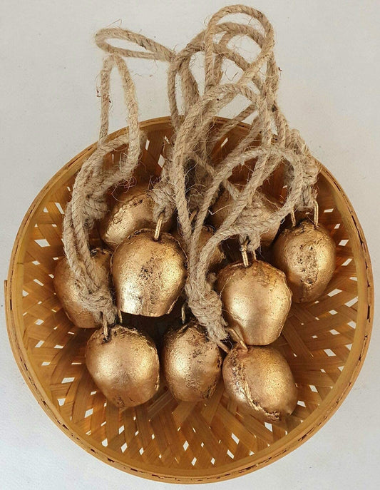 (Set of 10) Vintage Rustic Lucky Tin Cow Bells Christmas Decor Handmade Bells