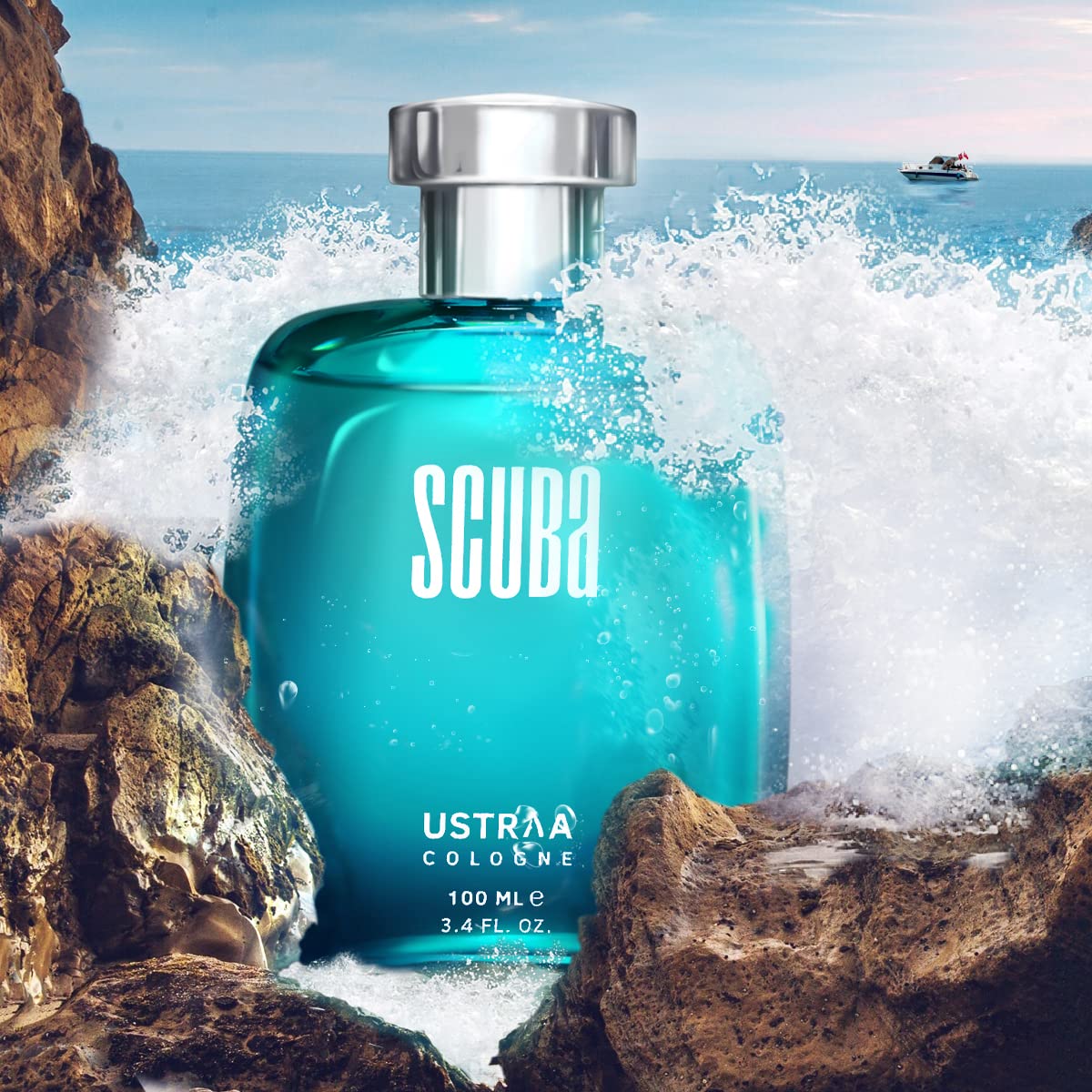 Ustraa Scuba Cologne - 100ml - Perfume for Men | With lively, spicy and deep aquatic notes | Ideal for day occasions | Long-lasting fragrance with no gas