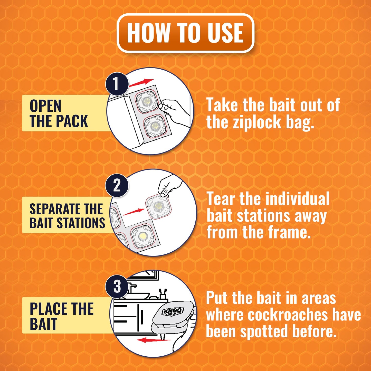 KNOQ AWAY Cockroach Bait, Alternative to Anti Roach Gel, Cockroach Paste, Cockroach Gel, Cockroach Pellet/Powder & Cockroach Spray. Cockroach Repellant for Home,Kitchen, & Hotels (Pack of 6 Baits)