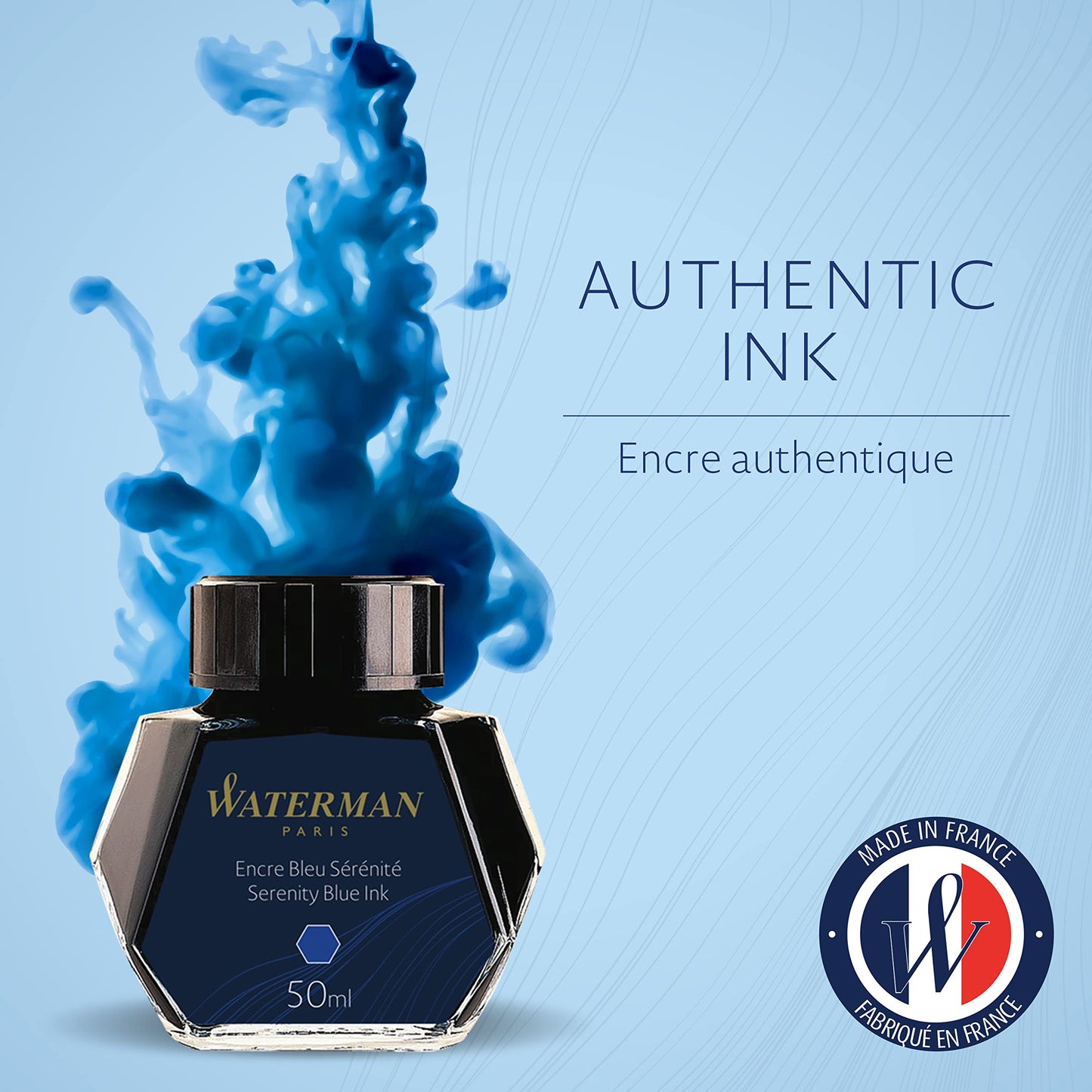 Waterman 50 ml Bottled Liquid Fountain Pen Ink, Serenity Blue (S0110720)