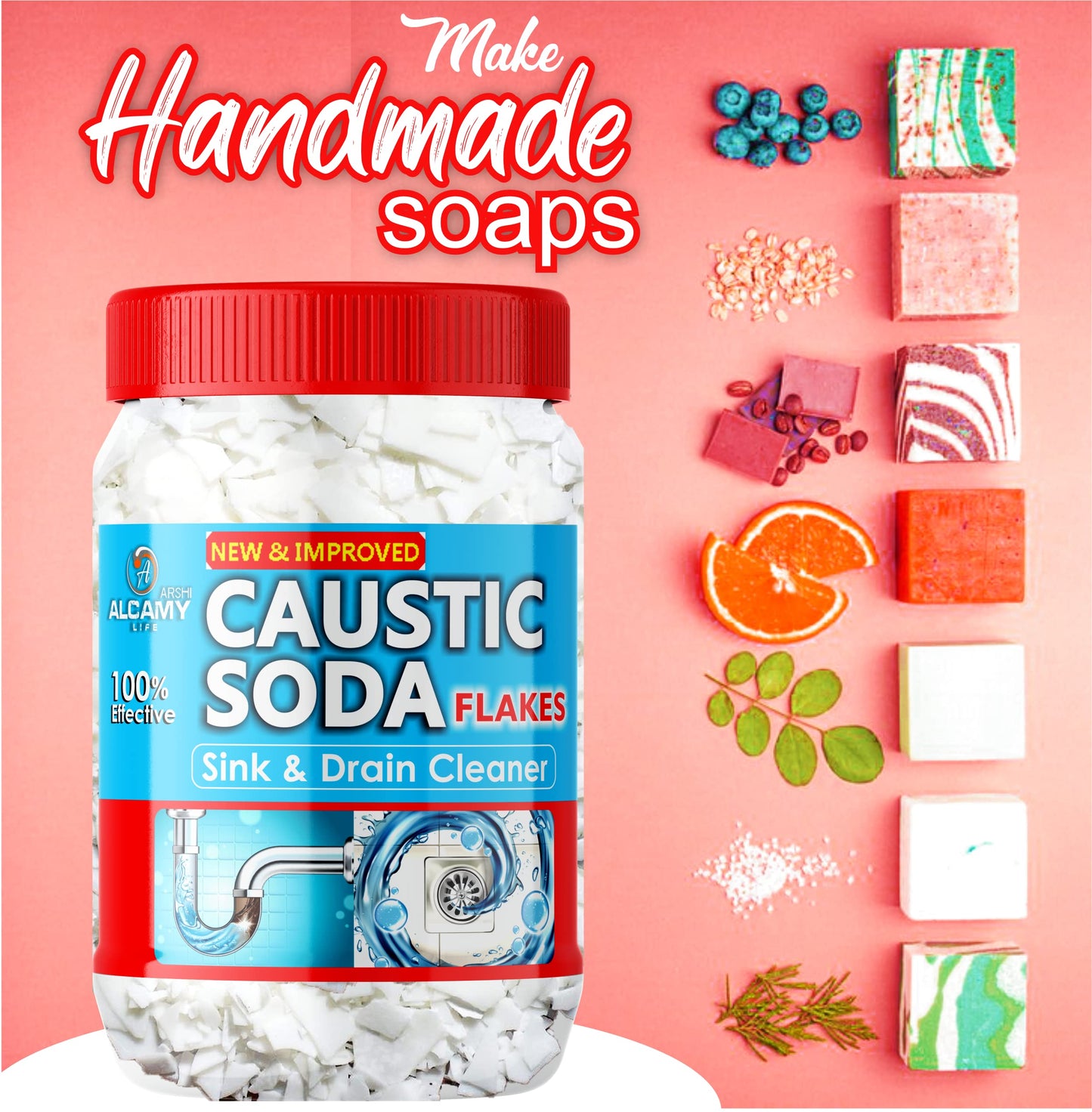 AAAL Caustic Soda Flakes 420gm | Chimney Cleaner, Pure & Powerful Drain Cleaner