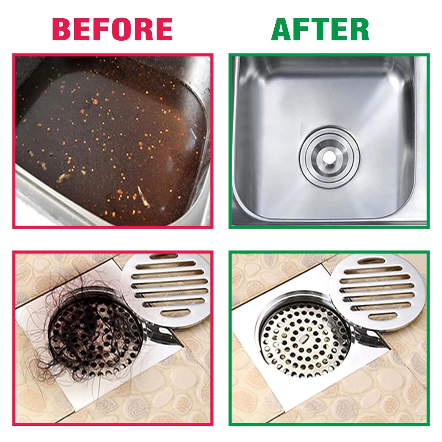 Ozxiee heavy duty Drain cleaner (450g Pack of 4) Instant Blockage opener to clear Clogged Drains sink pipe