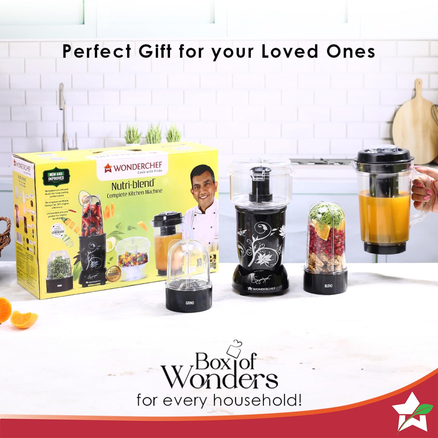 Wonderchef Nutri-blend Juicer, Mixer, Grinder| 500 watts 100% Full Copper Motor| Complete Kitchen Machine|4 Unbreakable Jars|2 Years Warranty|Recipe Book By Chef Sanjeev Kapoor|Black