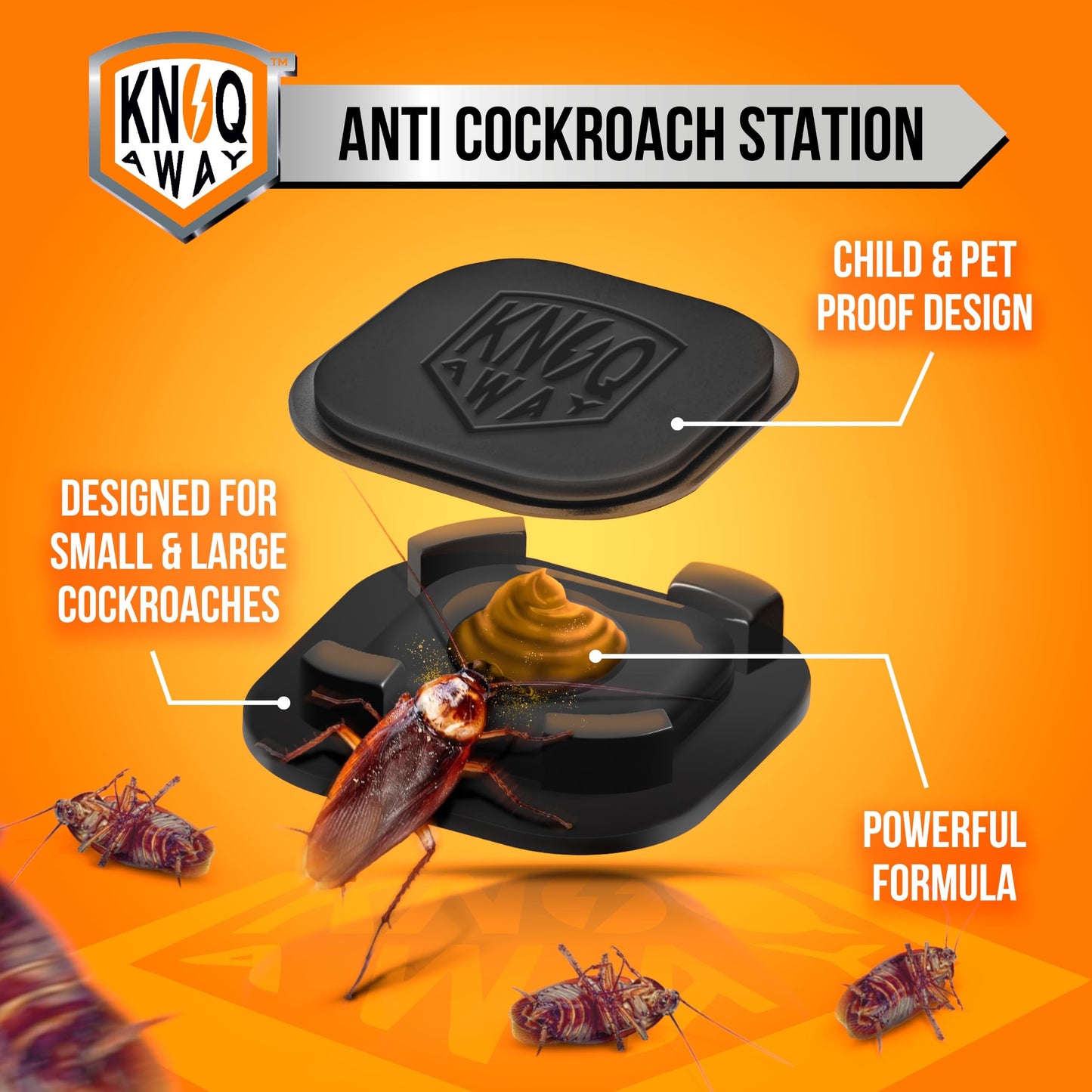 KNOQ AWAY Cockroach Bait, Alternative to Anti Roach Gel, Cockroach Paste, Cockroach Gel, Cockroach Pellet/Powder & Cockroach Spray. Cockroach Repellant for Home,Kitchen, & Hotels (Pack of 6 Baits)