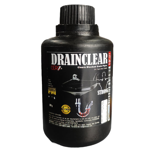 CERO ® DRAINCLEAR 1.45% WW (DRY POWDER) to Clear Clogged Drains, Sinks and Pipes (190 gm)