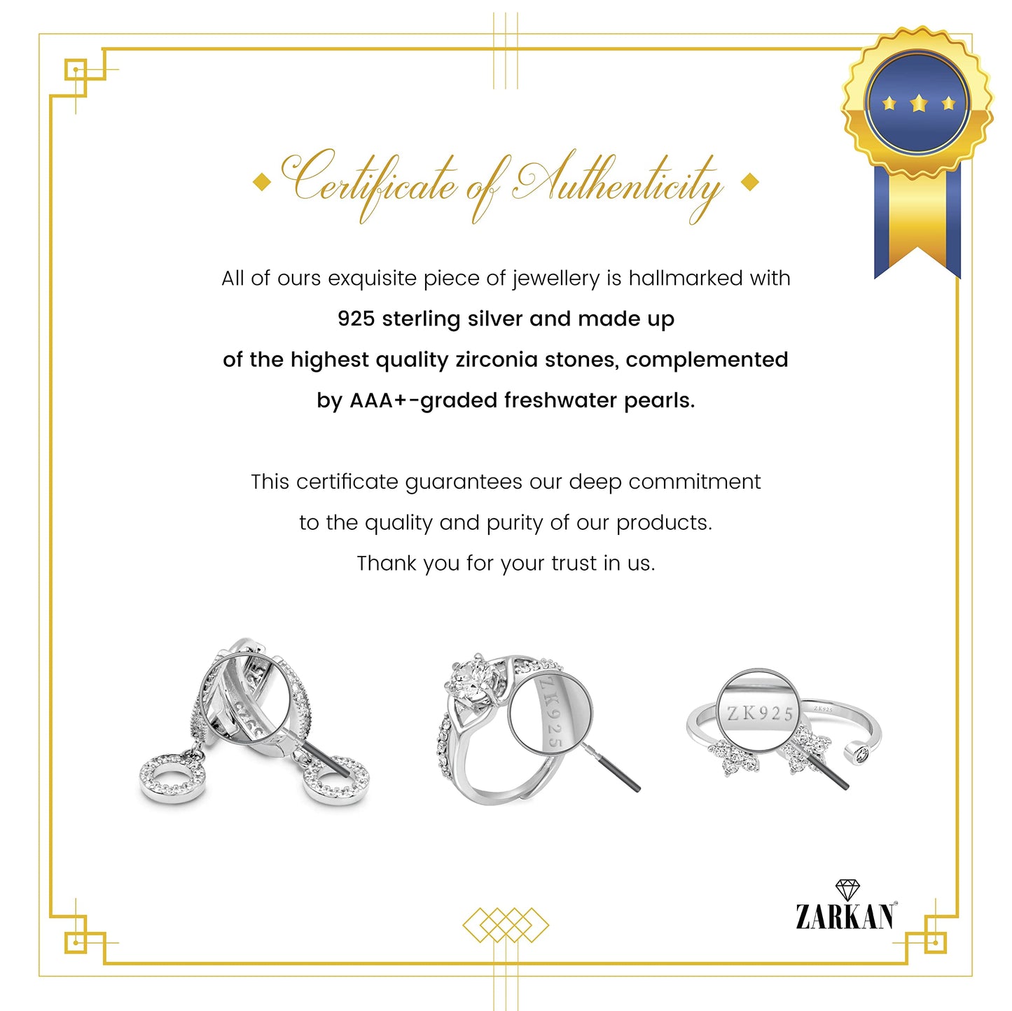 Zarkan 925 Sterling Pure Silver Golden Love Toe Rings, Adjustable | Chandi Bichiya | Gifts For Women & Girls | With Certificate of Authenticity and 925 Stamp