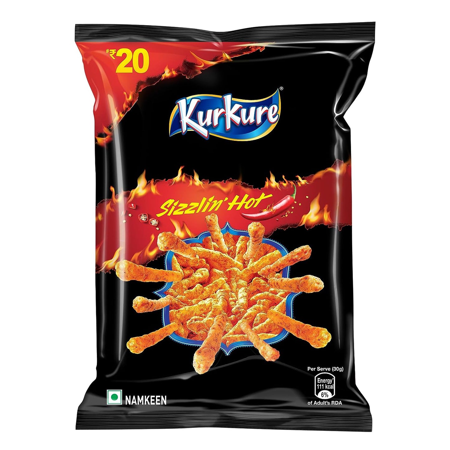 25x Kurkure Sizzlin'Hot - 100g each - Pack of 25