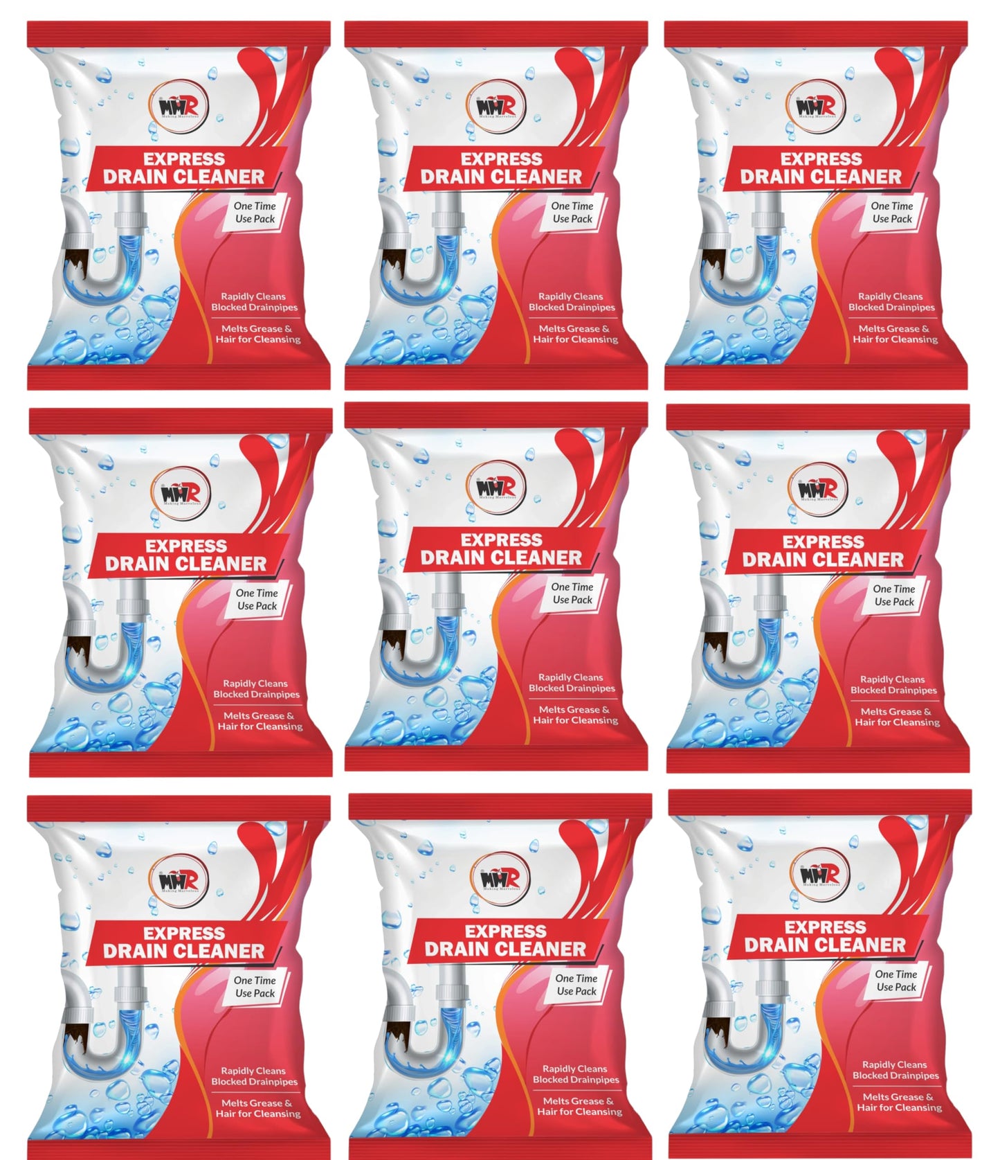 MMR Making Marvelous Drain-Insta All Pipe Safe Express Drain Cleaner powder Clear Clogged Sinks & Pipes (50gm, Pack Of 10)