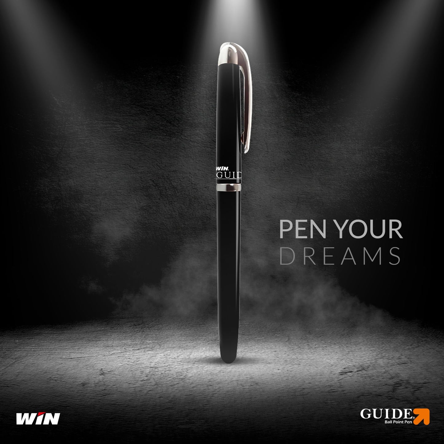 Win Guide Ball Pens | 50 Black Ink Pens | Premium Stylish Pens Set | 0.6 mm Sharp Tip | Lightweight Multicoloured Body available in 6 Colours |School and Office or Corporate Gifting | Pens for Writing