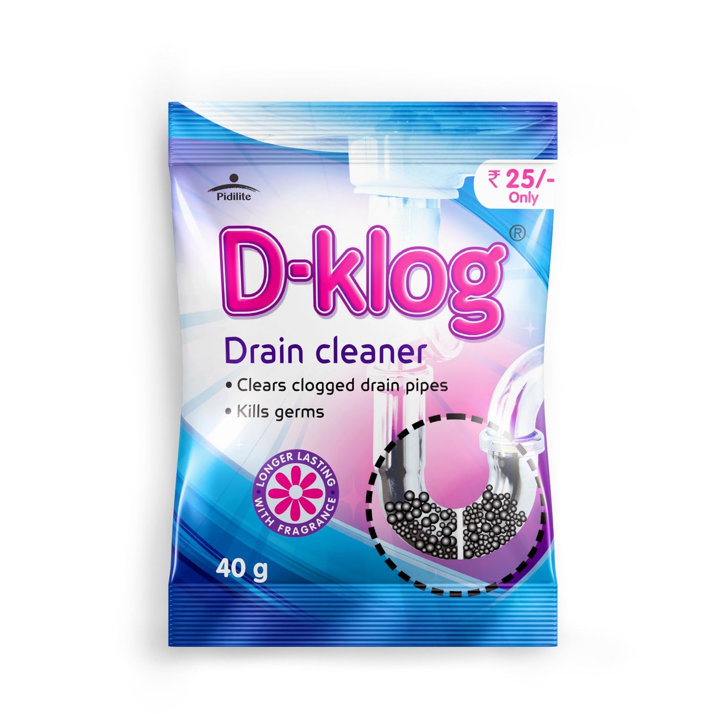 D-Klog Drain Cleaner Powder (40g x 8 Units), Removes Clogs, Blockages in Washbasin, Septic Tank, Sinks, Pipes within 30 mins.Drain expert | Sink cleaner| Toilet Cleaner | No manual hassle required