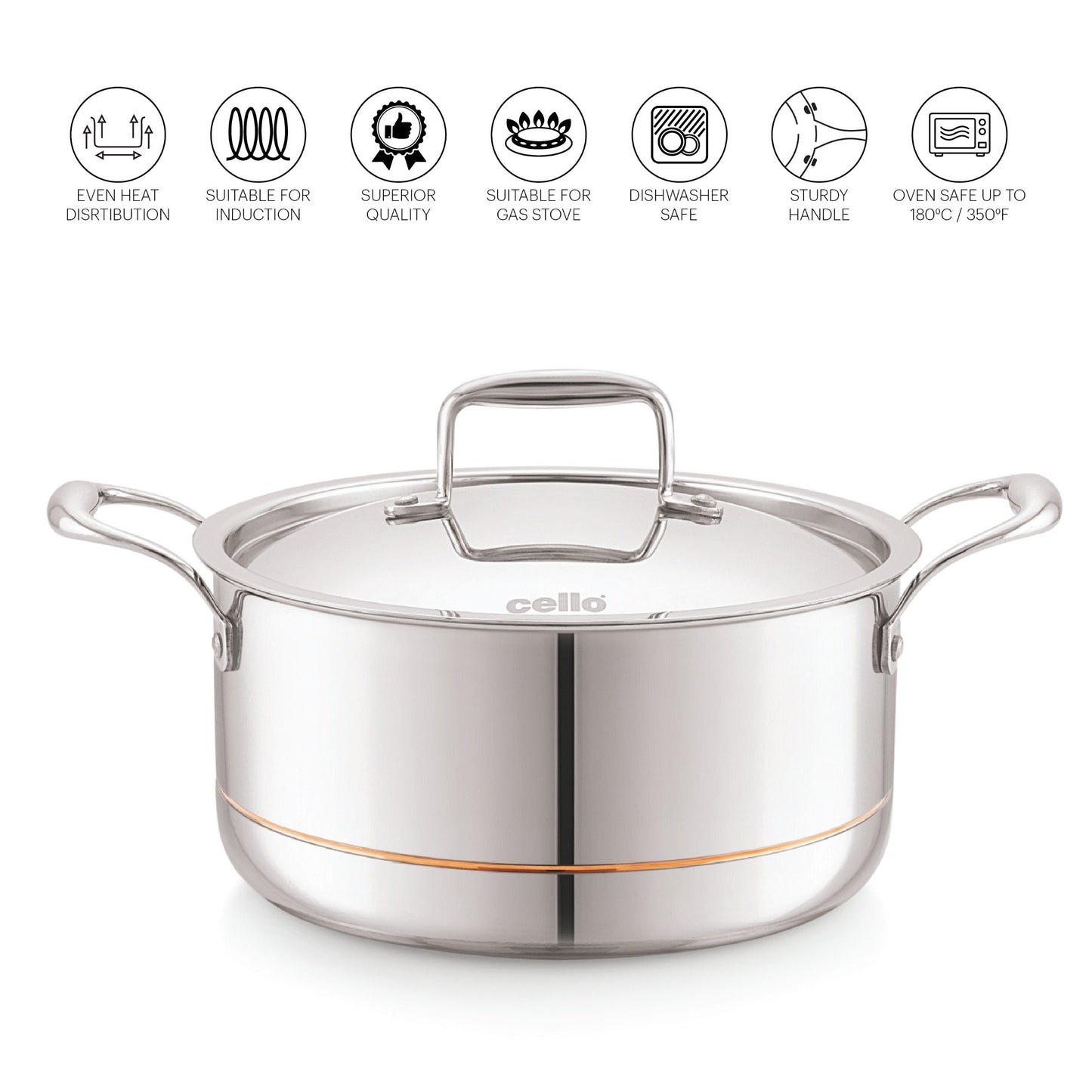 5-Ply Stainless Steel Casserole with Lid