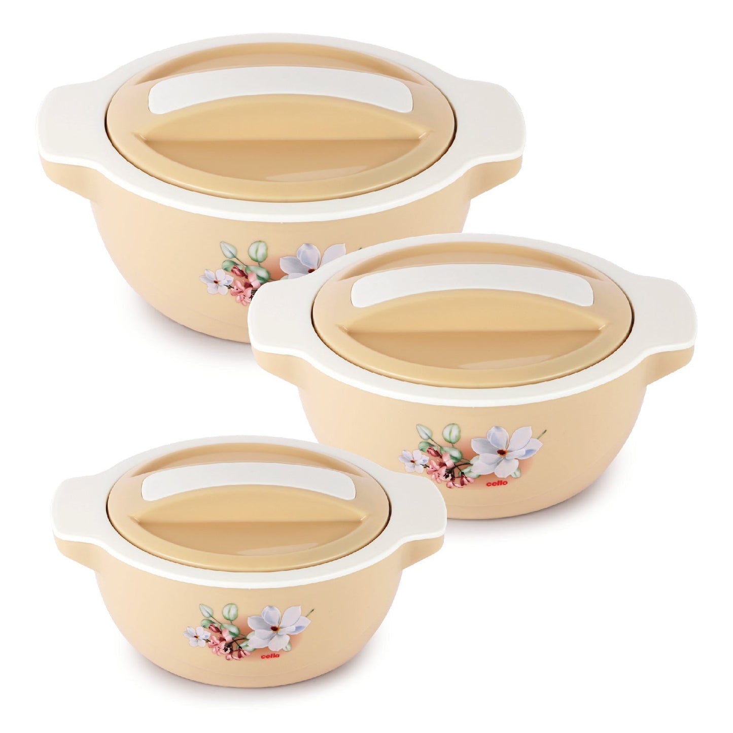 Beige|Vista Insulated Casserole, Set of 3 / 500ml+1000ml+1500ml