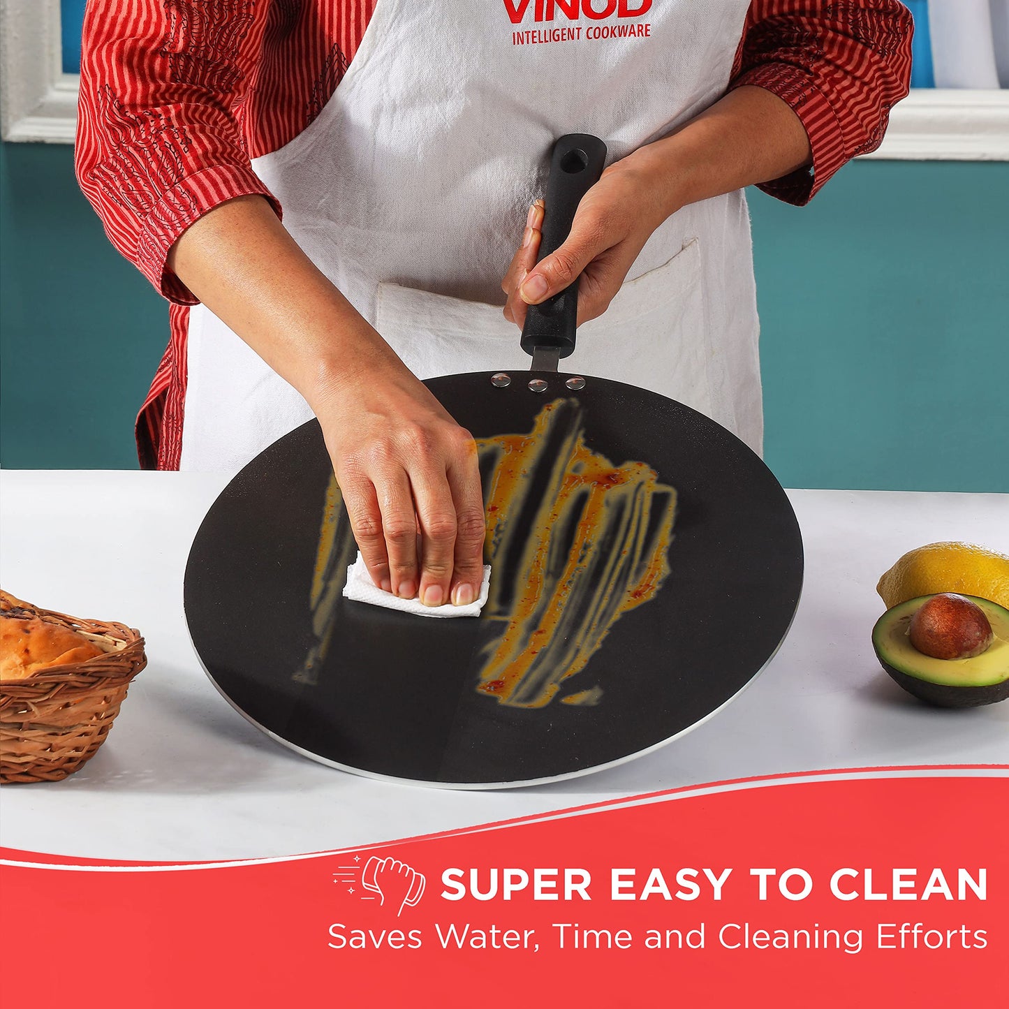 Vinod Aluminium Zest Non Stick Multi Tawa - 30 cm, 4mm /Triple Layer, Scratch Proof, Toxin Free, Riveted Bakelite Handle/Flat Roti Tawa/Gas Base - Black (2 Year Warranty)