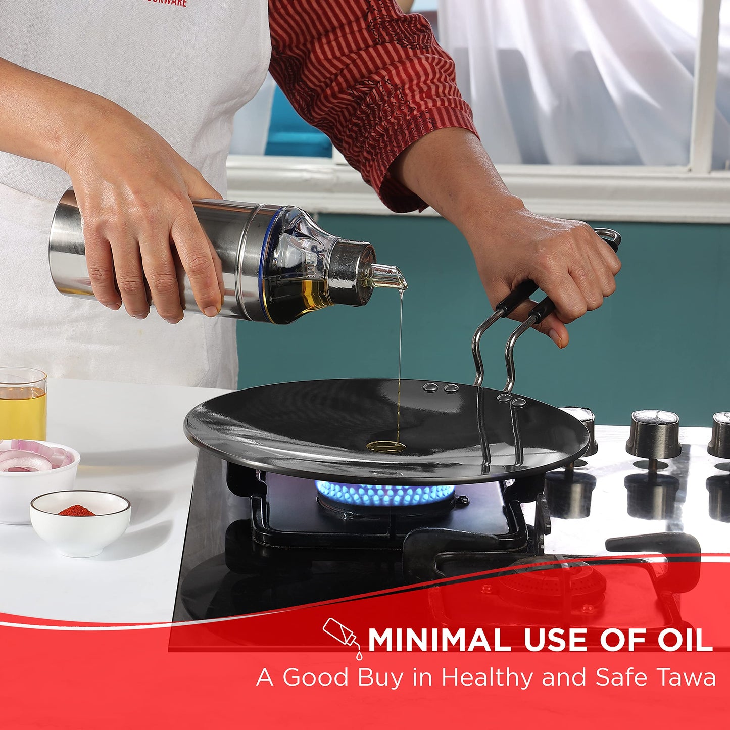 Vinod Black Pearl Hard Anodised Tawa - 28 cm | 5.25mm Thickness | Metal Spoon Friendly | Riveted Sturdy Handle | Long Lasting Roti, Paratha Tawa | 2 Year Warranty | Toxin Free