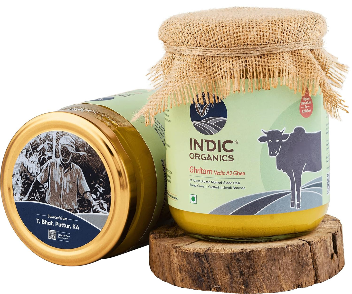 Indic Organics Forest Grazing Malnad Gidda Desi Cow's A2 Ghee | Rare Ayurvedic & Medicinal Bilona Ghee, 1000 ml