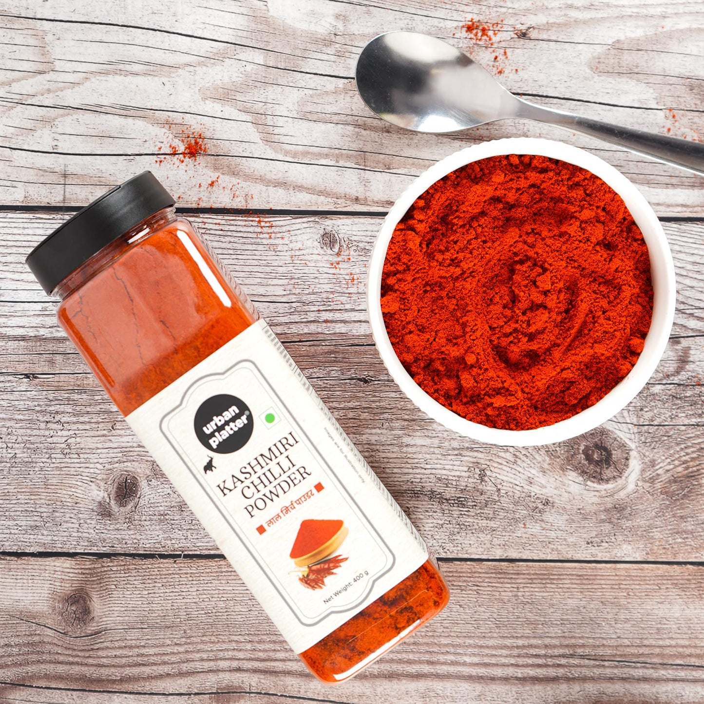 Urban Platter Kashmiri Red Chilli Powder, 400g | Medium Hot | Aromatic | Additive Free