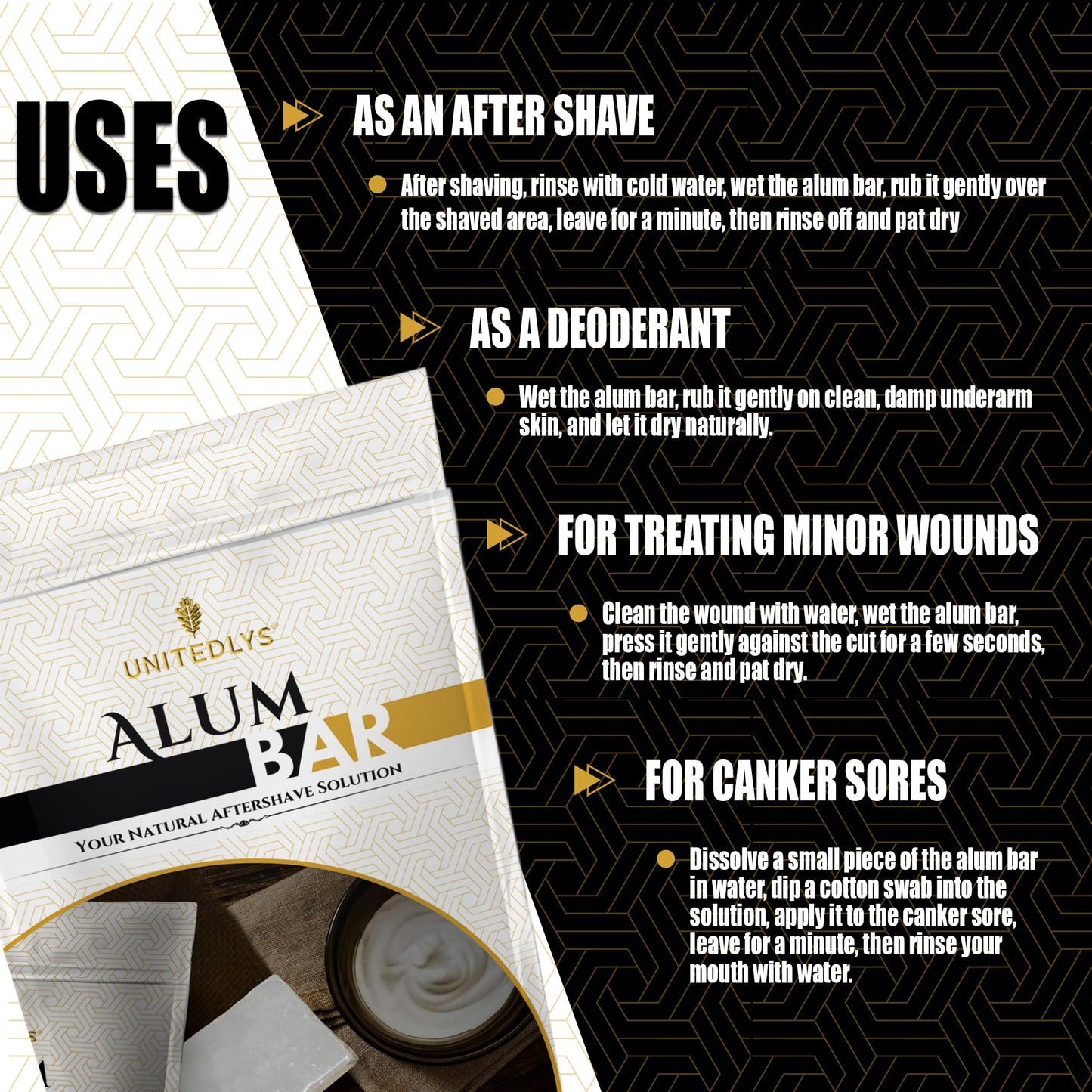 Unitedlys Alum Stone Bar 100g with Travel Case| Natural Fitkari Stone for Skin Tightening & Water Purification | Crystal White Alum Bar for Underarms & Shaving | Gentle & Effective Phitkari Stone Bar