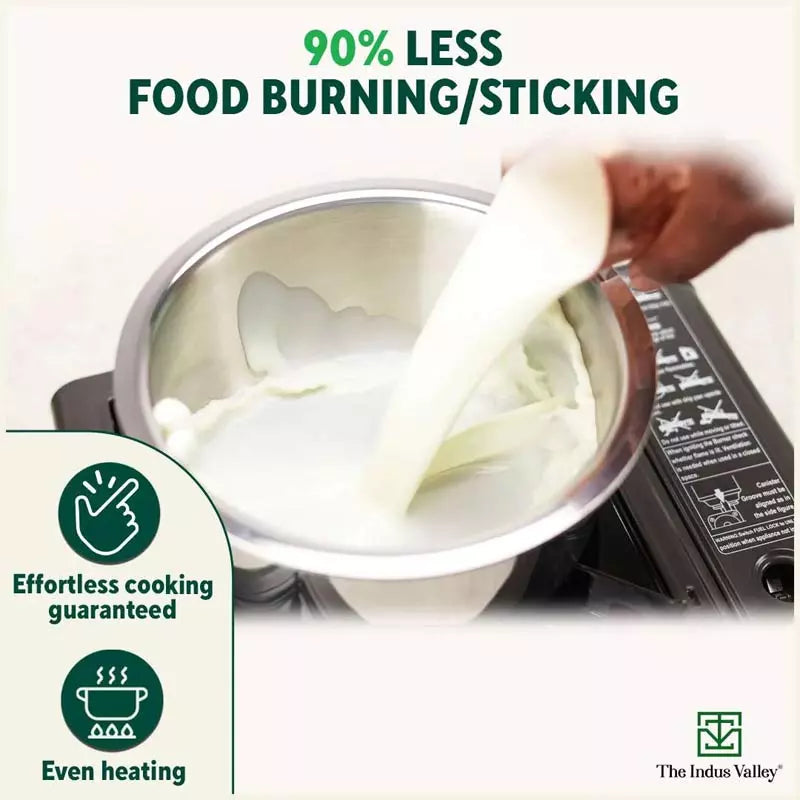 TurboCuk Tri-ply Stainless Steel Tope/Tapeli/Bhagona/Patila+ Steel Lid, Premium Quality, 3 Layer Thick Body, 100% Toxin-free, Non-stick, Induction & Gas, 2.2/3.1L