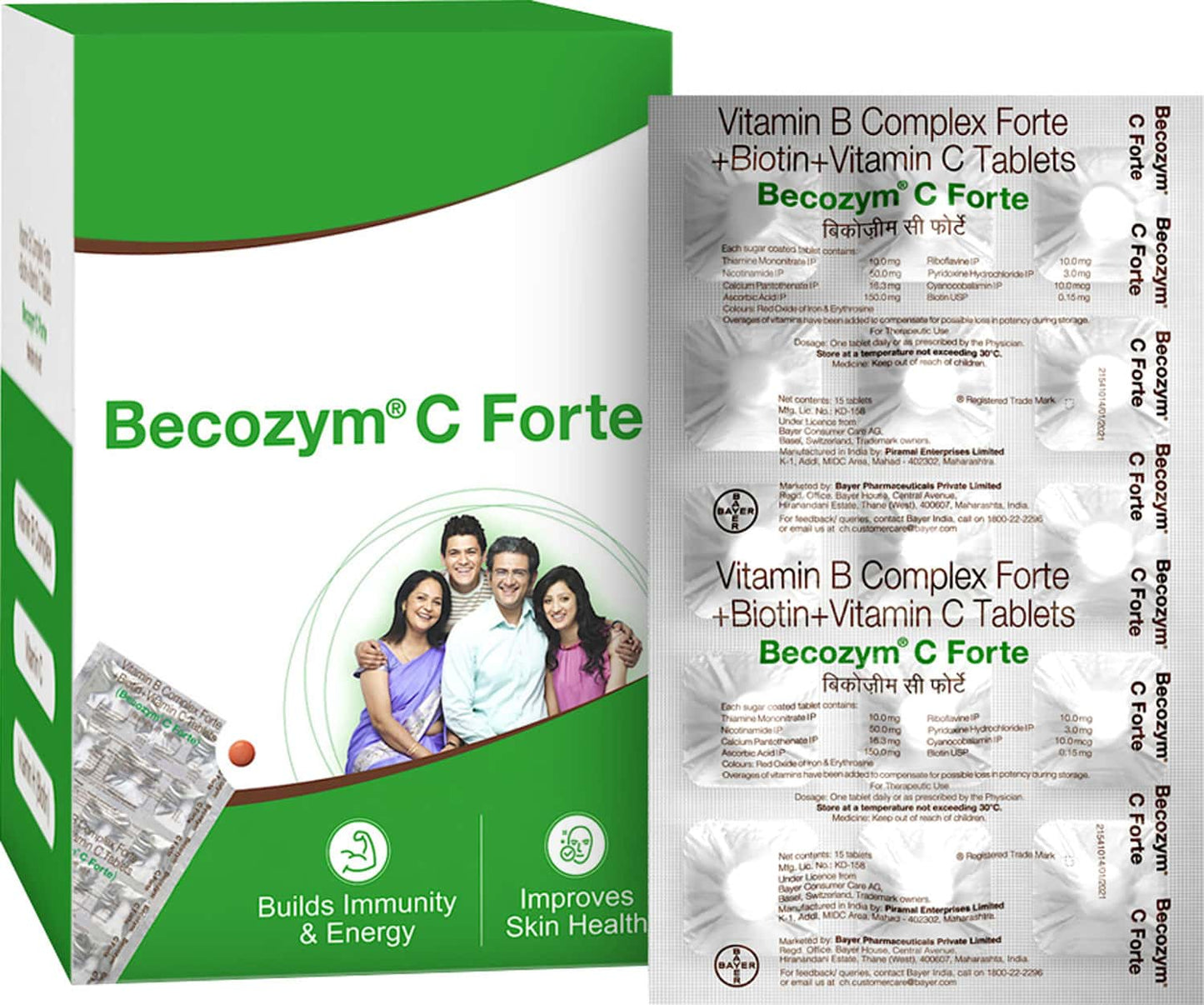 10x Becozym C Forte with Biotin, Vitamin C & B Complex - Pack of 10 - 150 tablets
