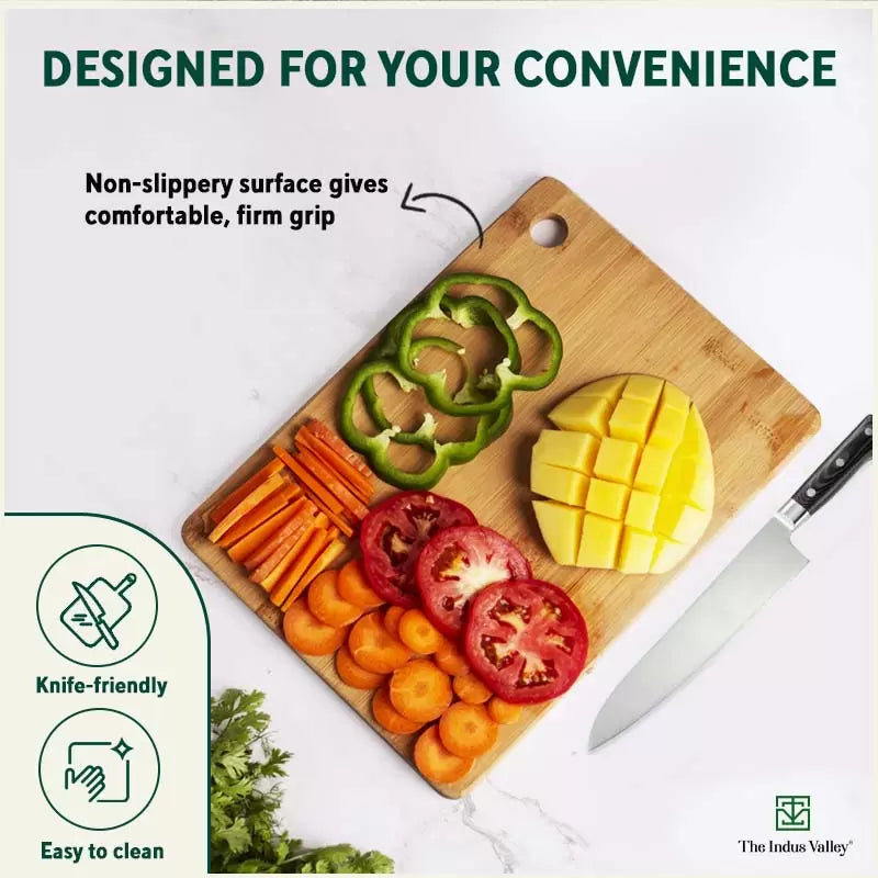 100% Natural Bamboo Wood Chopping/Cutting Board, Toxin-free, No Dye/Polish, Strong,Scratch Resistant 32cm in Length /21.7cm in Width