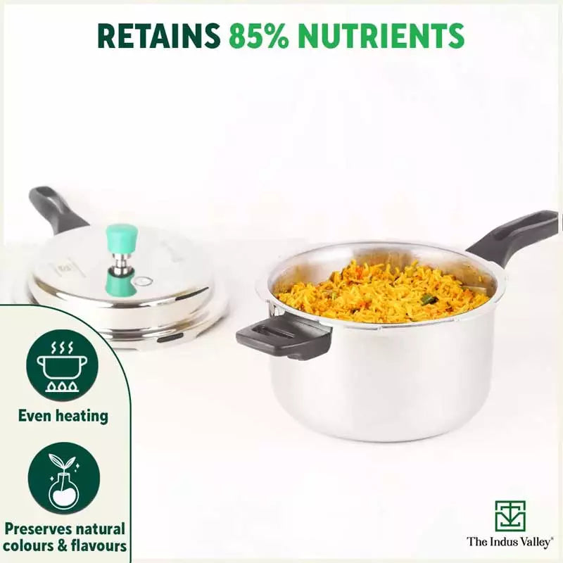 2L+3L RapidCuk Tri-ply Stainless Steel Pressure Cooker Combo+ Free ₹600 Wood Chopping Board, 5Yr Warranty, ISI Certified, Premium Quality, 3 Layer Thick Body, Induction & Gas