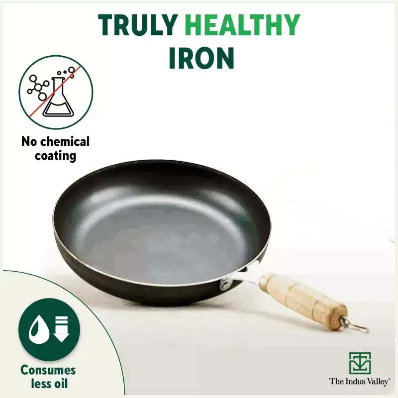 100% Pure Iron Cookware Set: Tawa+ Fry Pan+ Wok, Toxin-free Sheet Iron, Pre-seasoned, Induction & Gas, Kitchen Set for Home, Free ₹799 Kadai
