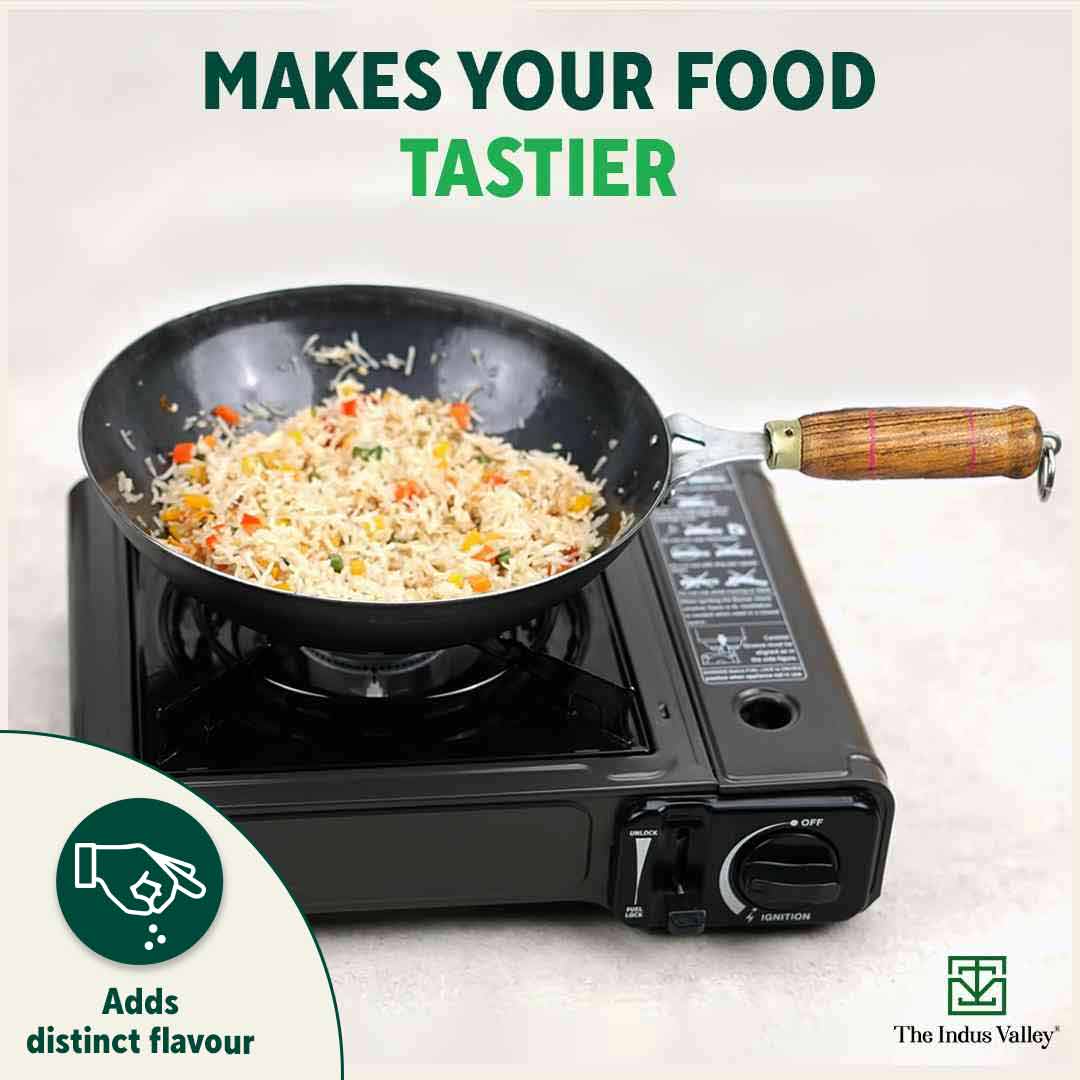 100% Pure Iron Wok with Wooden Handle, Toxin-free Sheet Iron, Pre-seasoned, 2.2/4.2L, 1/1.5kg