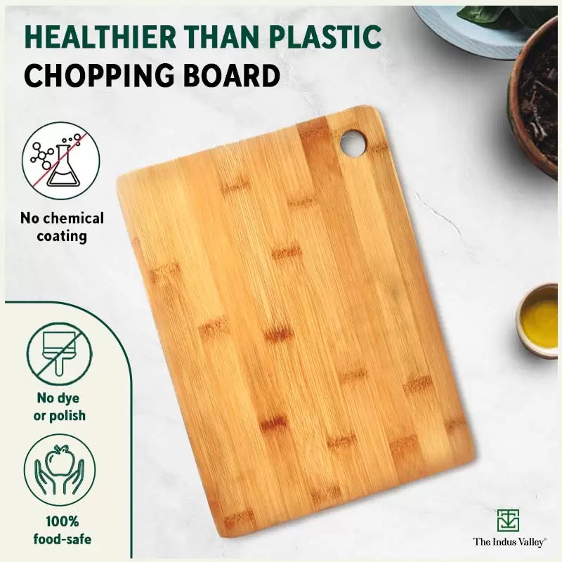 100% Natural Bamboo Wood Chopping/Cutting Board, Toxin-free, No Dye/Polish, Strong,Scratch Resistant 32cm in Length /21.7cm in Width