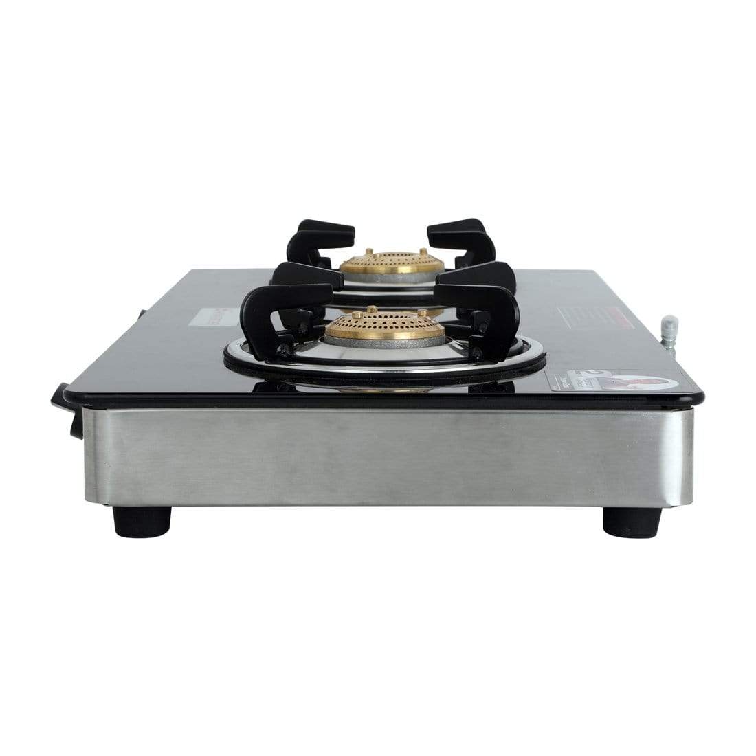 Zest 2 Burner Glass Cooktop,  Black 7mm Toughened Glass with 1 Year Warranty, Ergonomic Knobs, Efficient Brass Burners, Stainless-steel Spill Tray, Manual Ignition