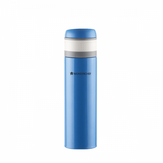 Uni-Bot, 500ml, Double Wall Stainless Steel Vacuum Insulated Hot and Cold Flask, Ultra Light, Spill and Leak Proof, 2 Years Warranty, Blue