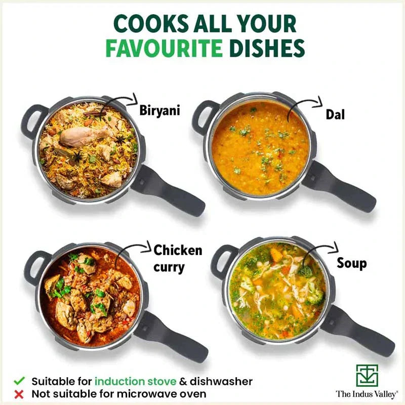 3L+ 4.5L QuicKooker Stainless Steel Pressure Cooker Combo+ Free ₹600 Wood Chopping Board, Premium Quality, Tri-ply (3 Layer) Heavy Bottom, 3Yr Warranty, ISI Certified, Induction & Gas