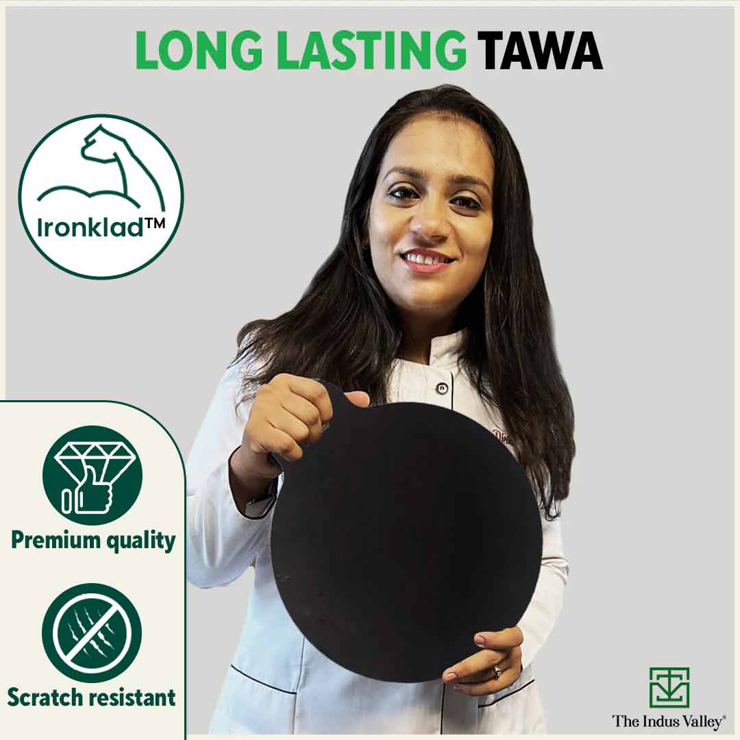 100% Pure Sheet Iron Tawa + Free ₹110 Spatula, Pre-seasoned, Toxin-free, 30.5cm, 1.8 / 1.4 kg