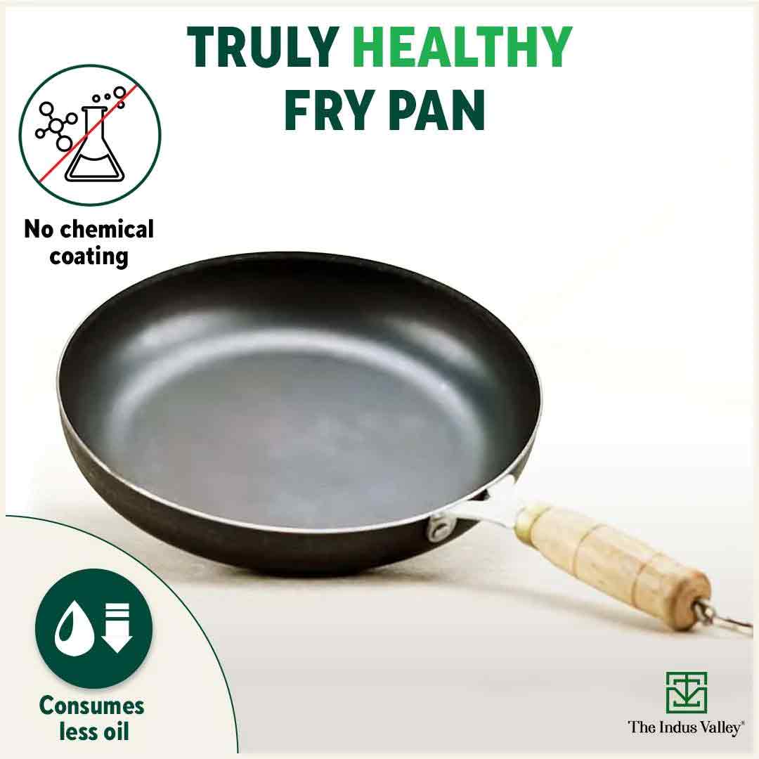 100% Pure Sheet Iron Fry Pan with Wooden Handle, Seasoned, Toxin-free, Induction, 16.5/25.4/30.4 cm