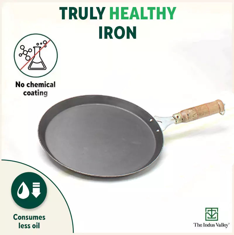 100% Pure Iron Cookware Set: Kadai+ Tawa+ Fry Pan, Toxin-free Sheet Iron, Pre-seasoned, Induction & Gas, Kitchen Set for Home, Free ₹400 Tadka Pan