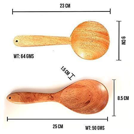100% Natural Neem Wood Cooking & Serving Spoons/Spatula/Ladles, Set of 7, Toxin-free, Anti-microbial