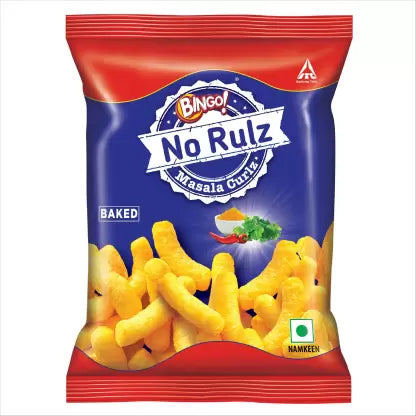 25x Bingo No Rulz Masala Curlz - Masala Flavoured Light & Tasty Baked Puffs Puffcorn - Pack of 25 - 80g each