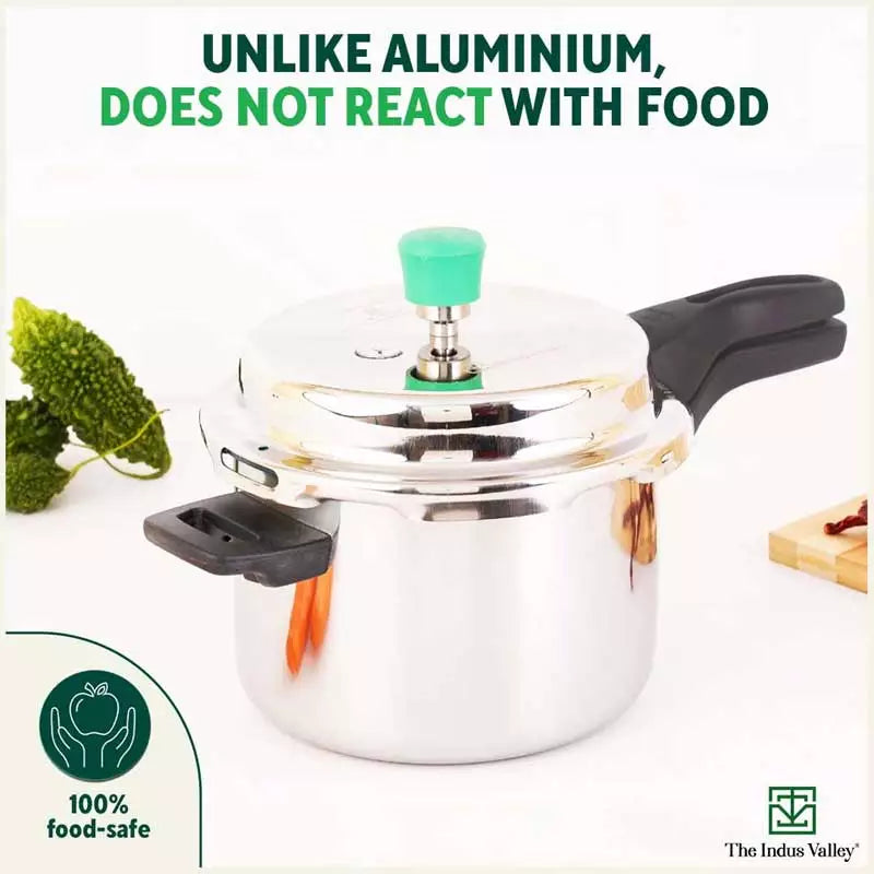 2L+3L RapidCuk Tri-ply Stainless Steel Pressure Cooker Combo+ Free ₹600 Wood Chopping Board, 5Yr Warranty, ISI Certified, Premium Quality, 3 Layer Thick Body, Induction & Gas