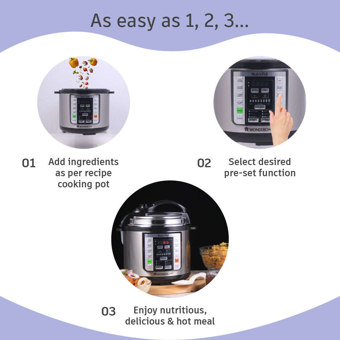 Wonderchef Renewed Nutri-Pot | 3L | Electric Pressure Cooker with 7-in-1 Functions